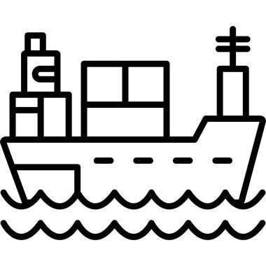 Kargo gemisi simgesi. Beyaz arkaplanda izole edilmiş web tasarımı için ana kargo gemisi vektör simgesi