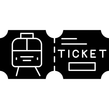 Tren bileti simgesi, siyah stil