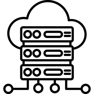 Outline biçiminde bulut veritabanı sunucu simgesi