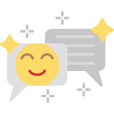 Düz biçimli mutlu sohbet düz simgesi