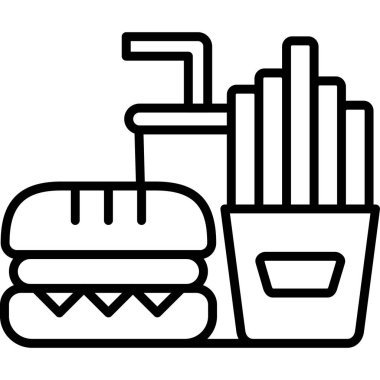 Hamburger yemek hızlı simgesi ana hatlarıyla
