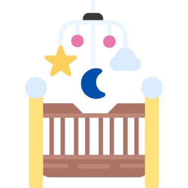 Beşik simgesi, bebek beşiği ve yıldız vektör illüstrasyonlu bebek beşiği