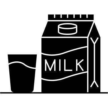 süt ve peynir vektör illüstrasyonu, siyah ve düz simge
