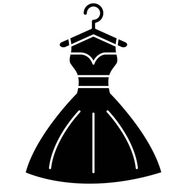 Moda elbisesi ikonu. Beyaz arkaplanda izole edilmiş web tasarımı için basit moda elbise vektör simgesi çizimi