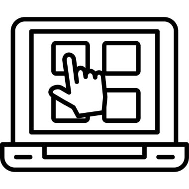 Laptop simgesi ile el, özet biçimi