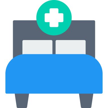 Hastane yatak düz vektör simgesi