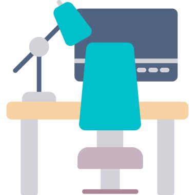 Sandalye masası simgesi düz stil