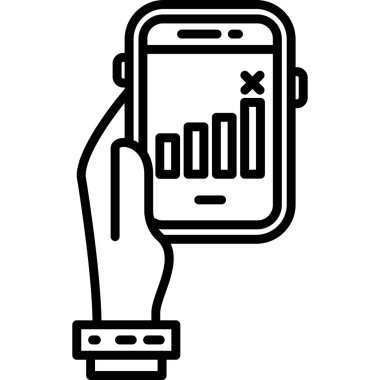 Akıllı telefon ikonlu akıllı telefon. Ağ için akıllı telefon vektör simgesine sahip akıllı telefonun basit bir çizimi