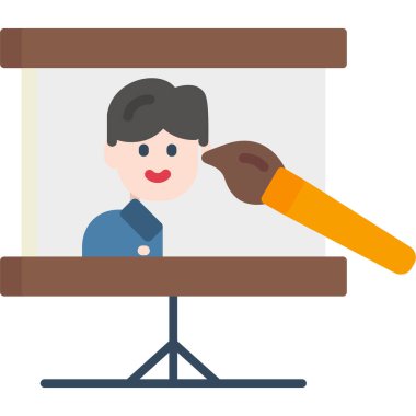 Ressam resminin vektör düz tasarımı.