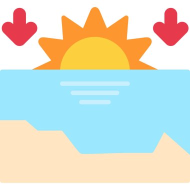 Güneş yaz tatili simgesi düz stil