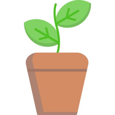 saksı bitkisi simgesi, düz tasarım vektör çizimi