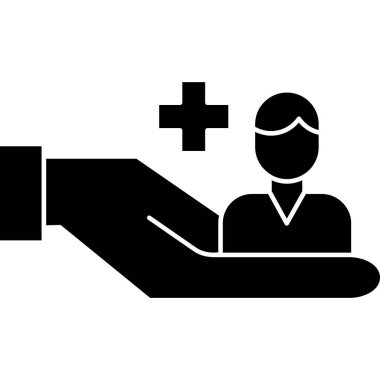 İlk yardım çantası simgesi olan doktor, basit stil