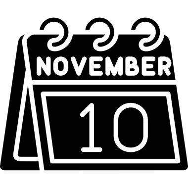 10 Kasım takvim simgesi. tek tarih biçimi, vektör tasarım ağı