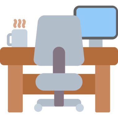 ofis işyeri simgesi, vektör illüstrasyonu