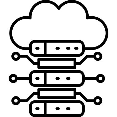Ana hatlar biçiminde bulut veri depolama simgesi