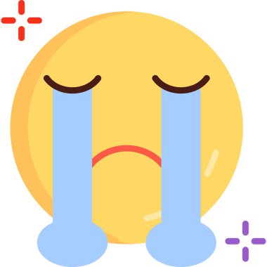 Ağlayan duygu simgeleri simgesi düz stil