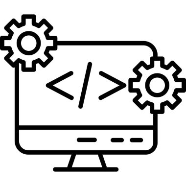 Kodlama vektörü ince çizgi simgesi