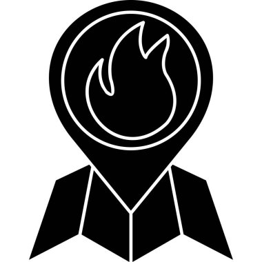 ateş konumu haritası simgesi ana hat biçiminde