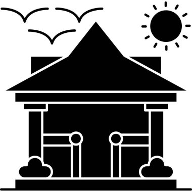 Bir bina simgesinin vektör illüstrasyonu