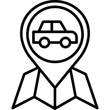 gps konum haritası simgesi ana hat biçiminde