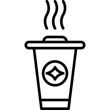 Kahve ikonu. Beyaz arkaplanda izole edilmiş web tasarımı için ana hatlı kahve içeceği vektör simgesi