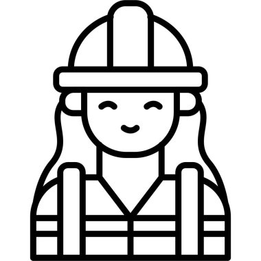 Kadın itfaiyeci ikonu, vektör çizimi