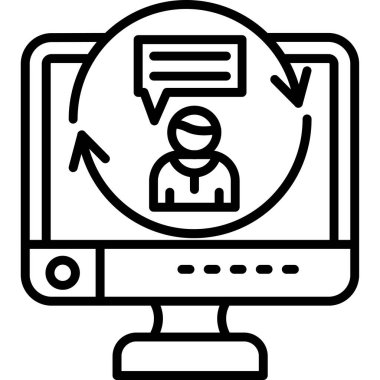 Bilgisayar monitörü simgesi. Beyaz arkaplanda izole edilmiş web tasarımı için ana bilgisayar izleme vektör simgesi