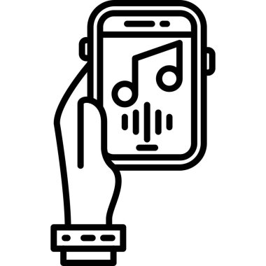 Mikrofon ikonlu akıllı telefon çalar. Beyaz arkaplanda izole edilmiş web tasarımı için akıllı telefon vektör simgesine sahip müzik çalıcı