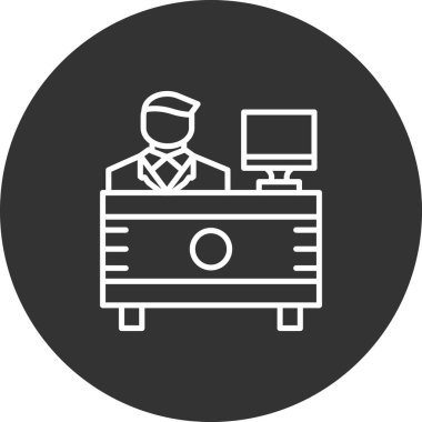 ofis masası vektör satırı simgesi, imza, illüstrasyon