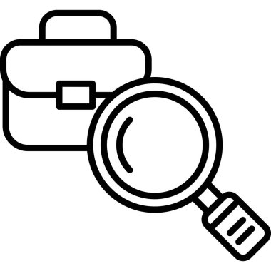 Evrak çantası simgesiyle büyüteç, taslak biçimi