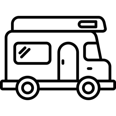 Minibüs dağıtım ikonu ana hatları vektörü. dağıtım aracı