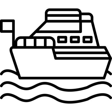 Tekne ikonu. Web için gemi vektör simgelerinin özet çizimi