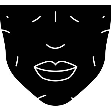 Yüz maskeli kadın, basit tasarım.