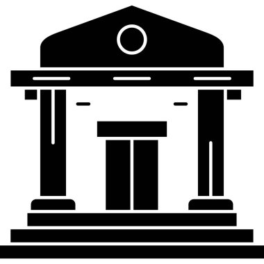Banka binası ikonu. Web tasarımı için banka oluşturma vektör simgesinin basit illüstrasyonu