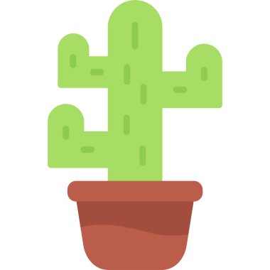 Kaktüs bitkisi simgesi, düz stil tasarımı