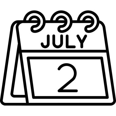 Takvim Temmuz simgesi vektör illüstrasyonu