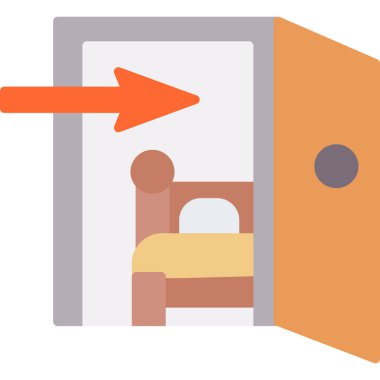 Otel odası düz simgesi