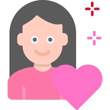 Kadın Sevgililer Günü ikonu düz stil