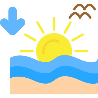 Güneş yaz tatili simgesi düz stil