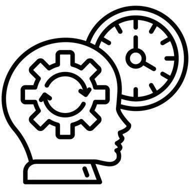 Zaman yönetim çizgisi simgesi, konsept illüstrasyon, dış hat sembolü, vektör işareti, doğrusal sembol.