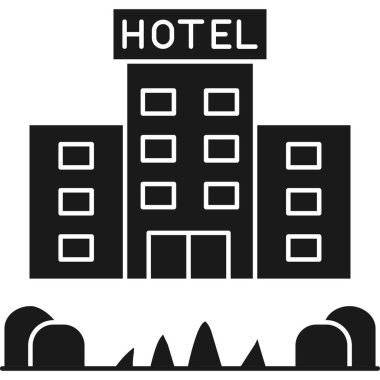 Otelde. Web simgesi basit illüstrasyon