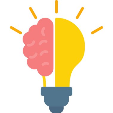 Ampul simgesi vektör illüstrasyonlu beyin