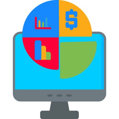Finansal grafikli bilgisayar. vektör illüstrasyonu