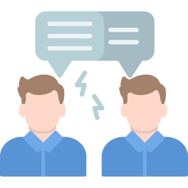 İki adam konuşuyor ve konuşma balonu vektör çizimi