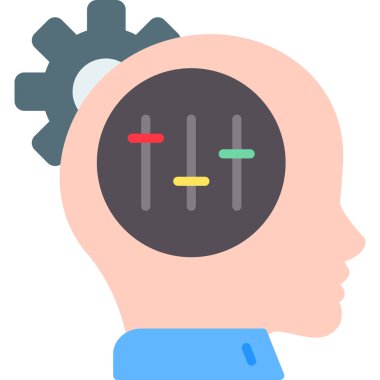 Beyin kafa simgesi düz stil