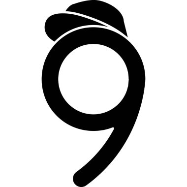 Beyaz arkaplanda 9 numaralı vektör simgesi.