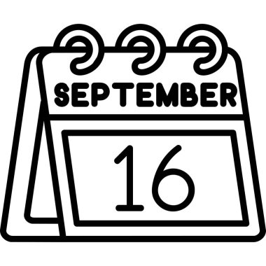Eylül ayı takvim simgesi ana hatlar biçiminde