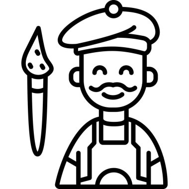 Bıçak ve çatalla küçük şirin bir çocuğun çizimi.