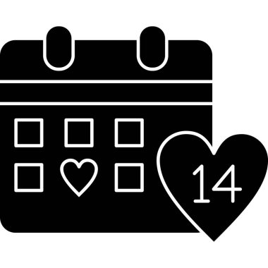 Aşk ve romantizm kategorisinde takvim tarihi gün simgesi