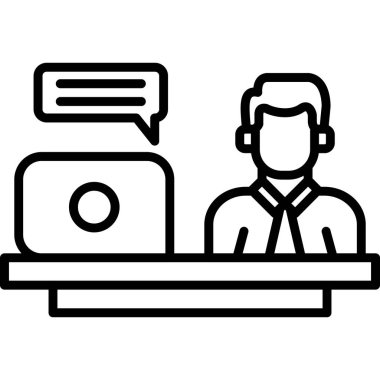 Çağrı merkezi müşteri servis simgesi ana hatlar biçiminde